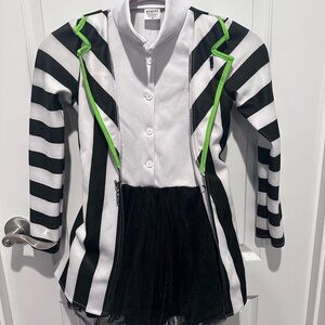 Bettle juice Striped Costume with Neon Green Highlights